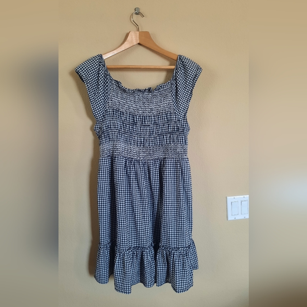 Gingham Ruched Smocked Dress Tiered Sundress - Picture 7 of 7